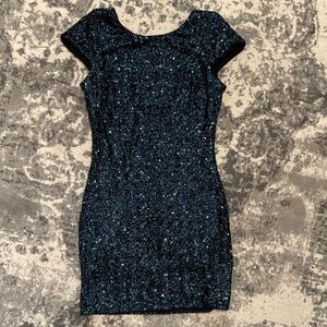 Dress the Population Navy Sequin Mini Dress